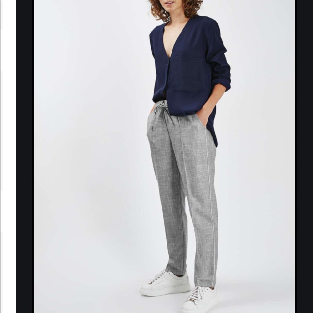 Topshop drawstring linen look pants 10